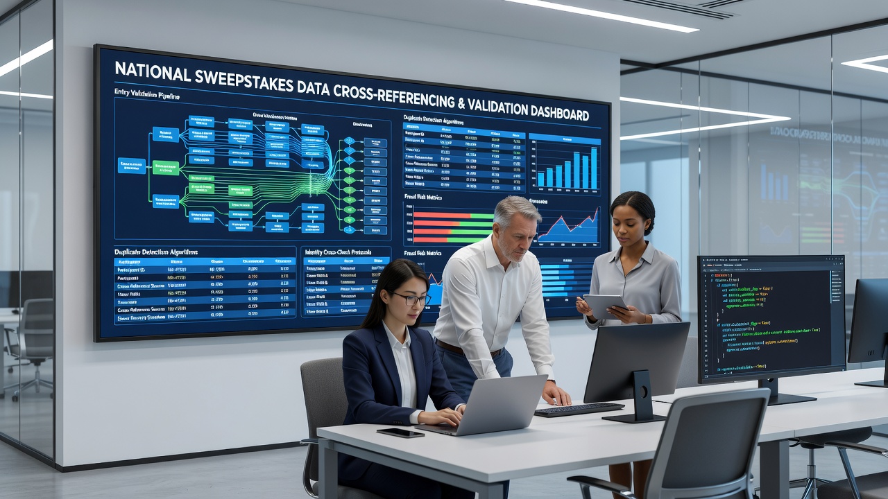 Database interface displaying cross-referenced sweepstakes entry records
