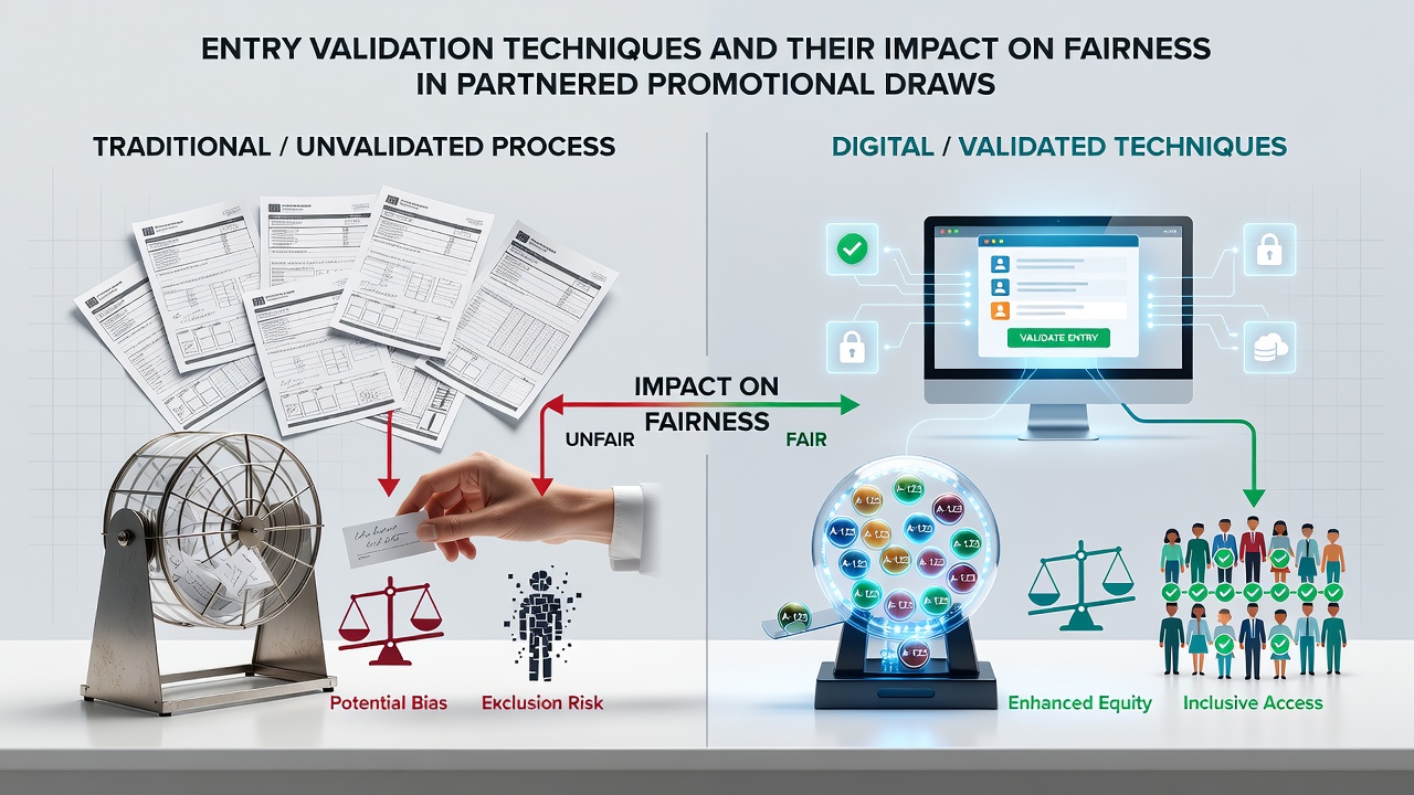 Analysts reviewing digital footprint data during fairness audits for partnered promotional draws