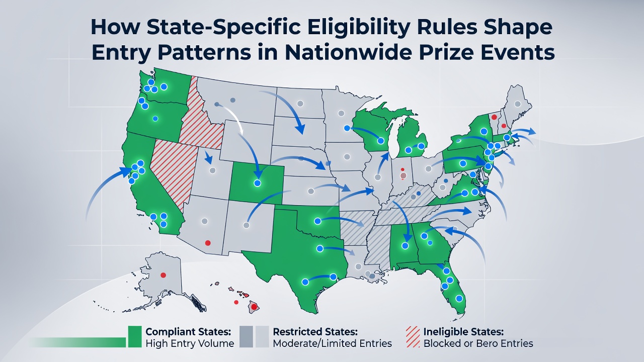 Map overlay showing state eligibility boundaries affecting nationwide contest entries