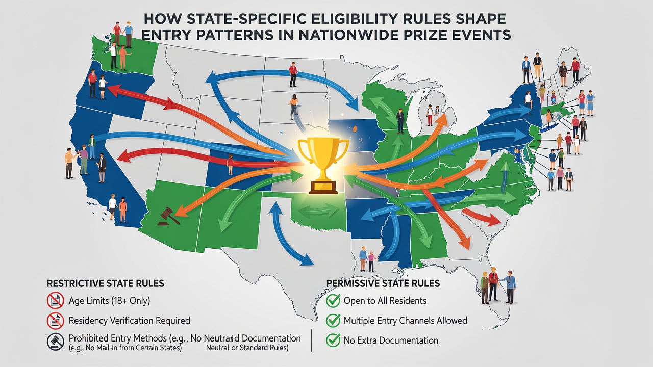 Digital entry interface with state-specific eligibility checks highlighted