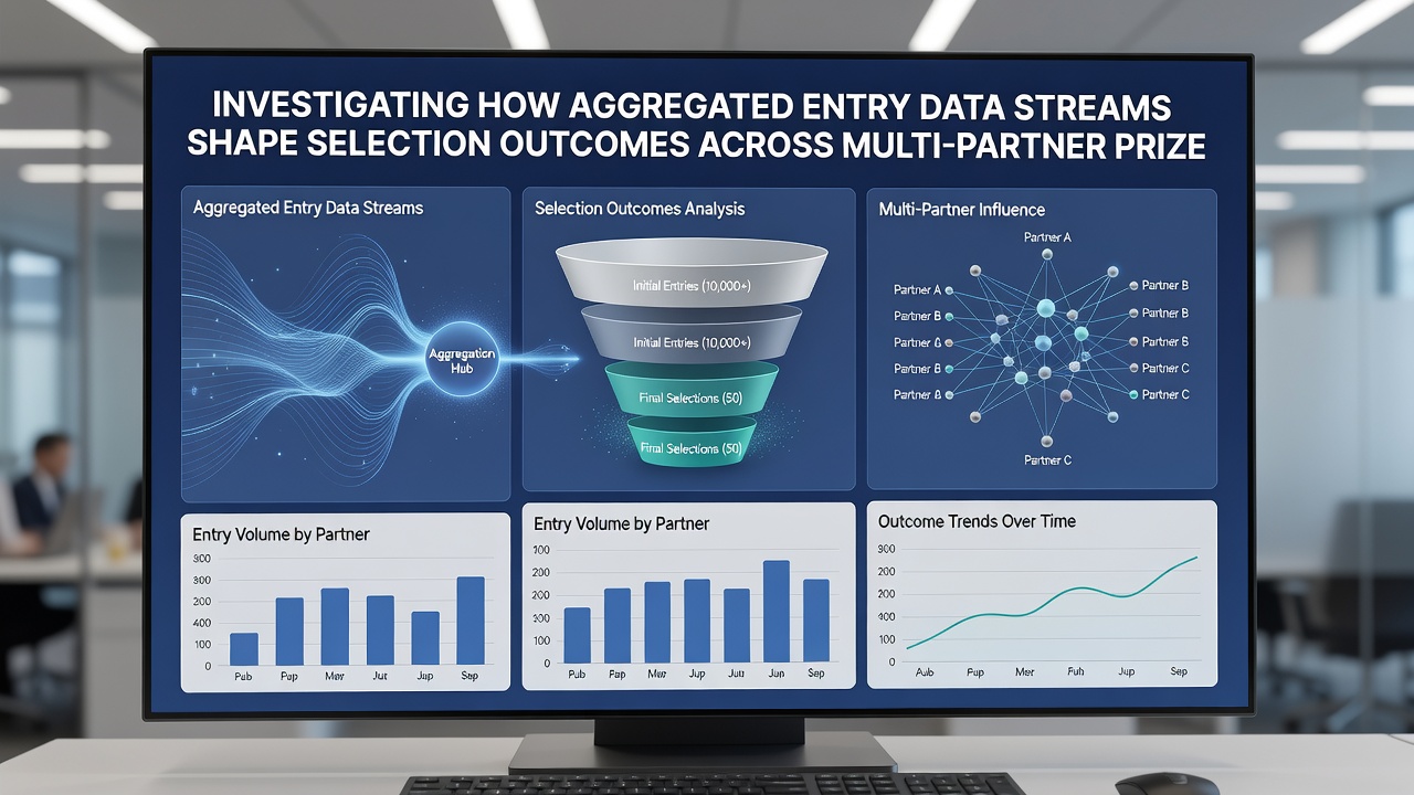 Diagram illustrating data aggregation points and their effects on winner selection equity in collaborative prize events