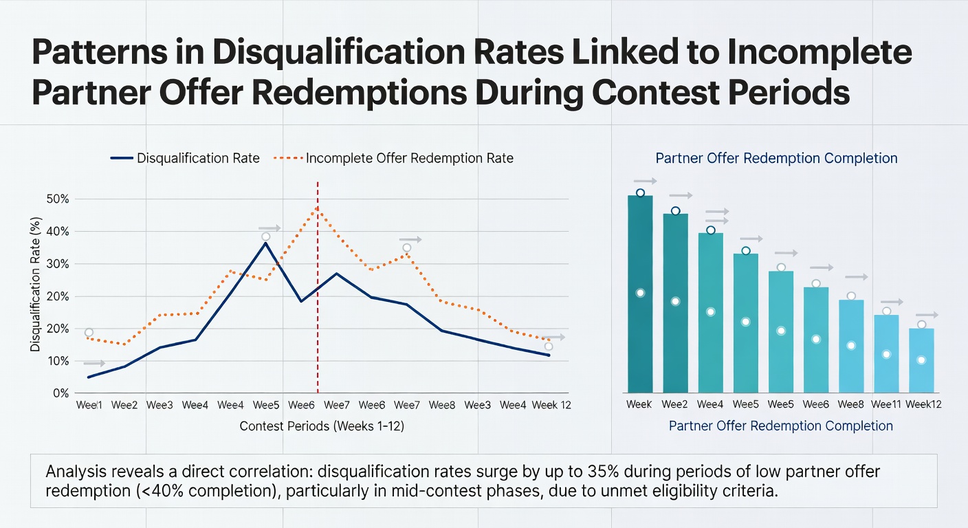 Graph illustrating rising disqualification trends connected to unredeemed partner offers across multiple contest cycles