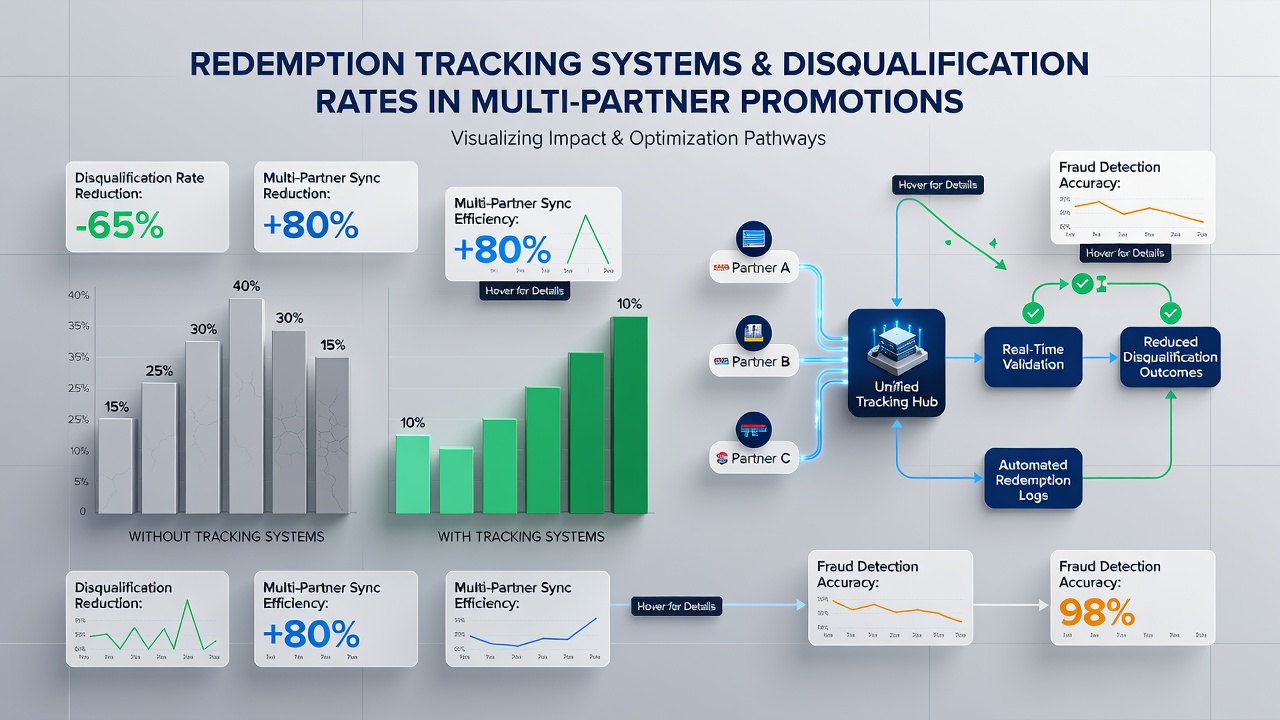 Chart comparing disqualification rates before and after implementation of unified redemption tracking in partner promotions