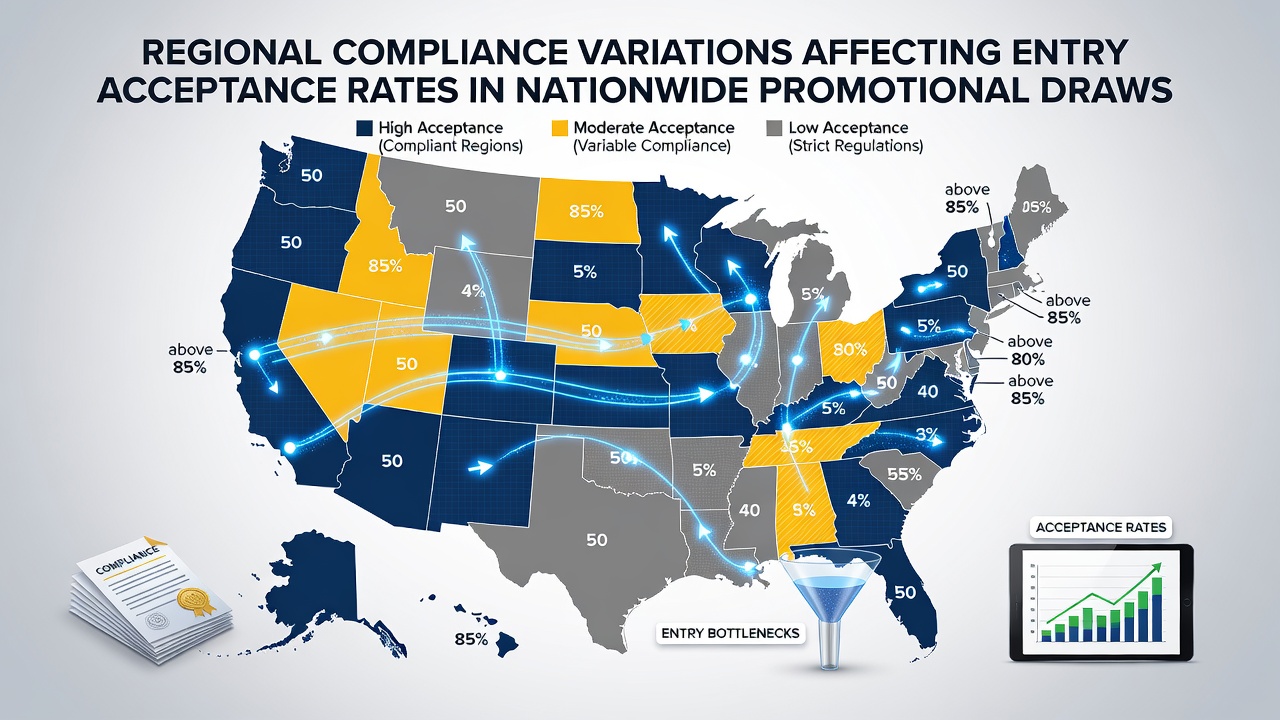 Illustration of compliance checklist variations by region for promotional entries